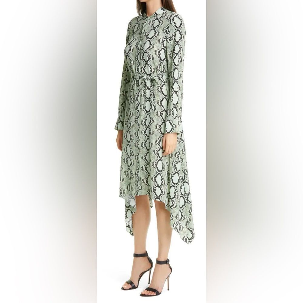 St. John collection Snakeskin Print Crêpe de Chine Long Sleeve Midi Dress sz 14